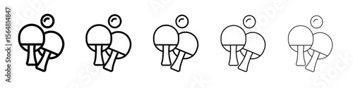 Ping-pong table tennis icon thin line outline set or collection