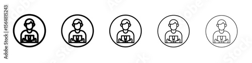 Productive man icon thin line outline set or collection