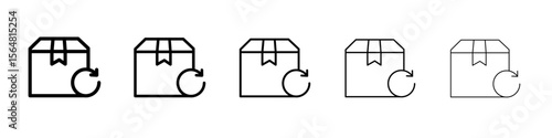 Product return box icon thin line outline set or collection