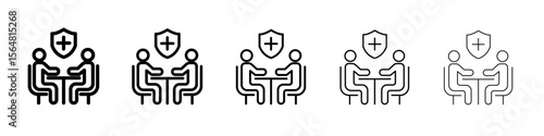 psychologist and patient icon thin line outline set or collection