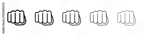 punch fist hand icon thin line outline set or collection