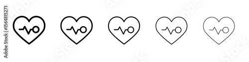 Pulse heart check up icon thin line outline set or collection