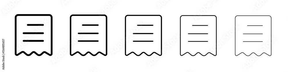 Receipt icon thin line outline set or collection Receipt icon thin line outline set or collection
