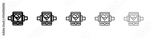 Rescue defibrillator icon thin line outline set or collection