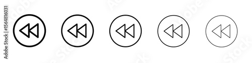 Free Download rewind previous back arroe icon thin line outline set or collection - GFXLoad