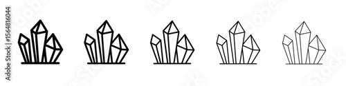 Rock stone crystal icon thin line outline set or collection
