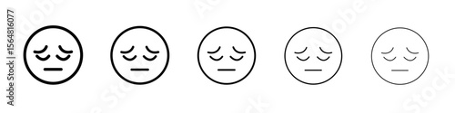 Sad, upset or lonely emotion icon thin line outline set or collection