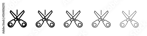 Scissors trim cut icon thin line outline set or collection