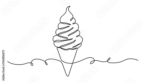 continuous line art of a scoop of ice cream. vector illustration of ice cream