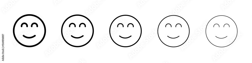 Smile icon thin line outline set or collection Smile icon thin line outline set or collection