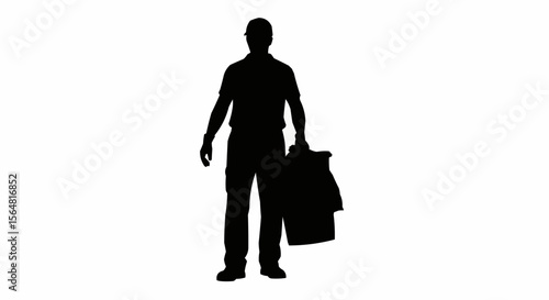 Garbage Collector Vector – Silhouette for Sanitation Worker, Public Service, and Waste Management Concepts

