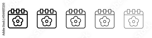 Spring season icon thin line outline set or collection
