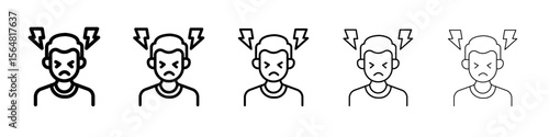 Stress icon thin line outline set or collection
