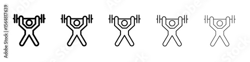Strenght training icon thin line outline set or collection