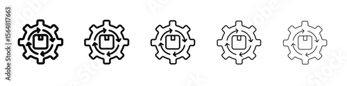 Supply chain process icon thin line outline set or collection