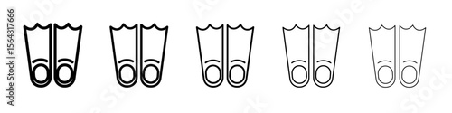 Swimming flippers icon thin line outline set or collection
