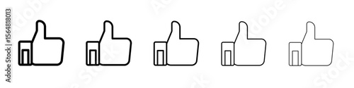 Thumbs up icon thin line outline set or collection