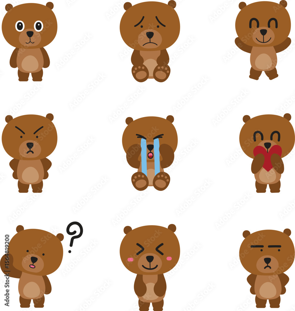 Obraz premium Set of Bear with Various Emotional