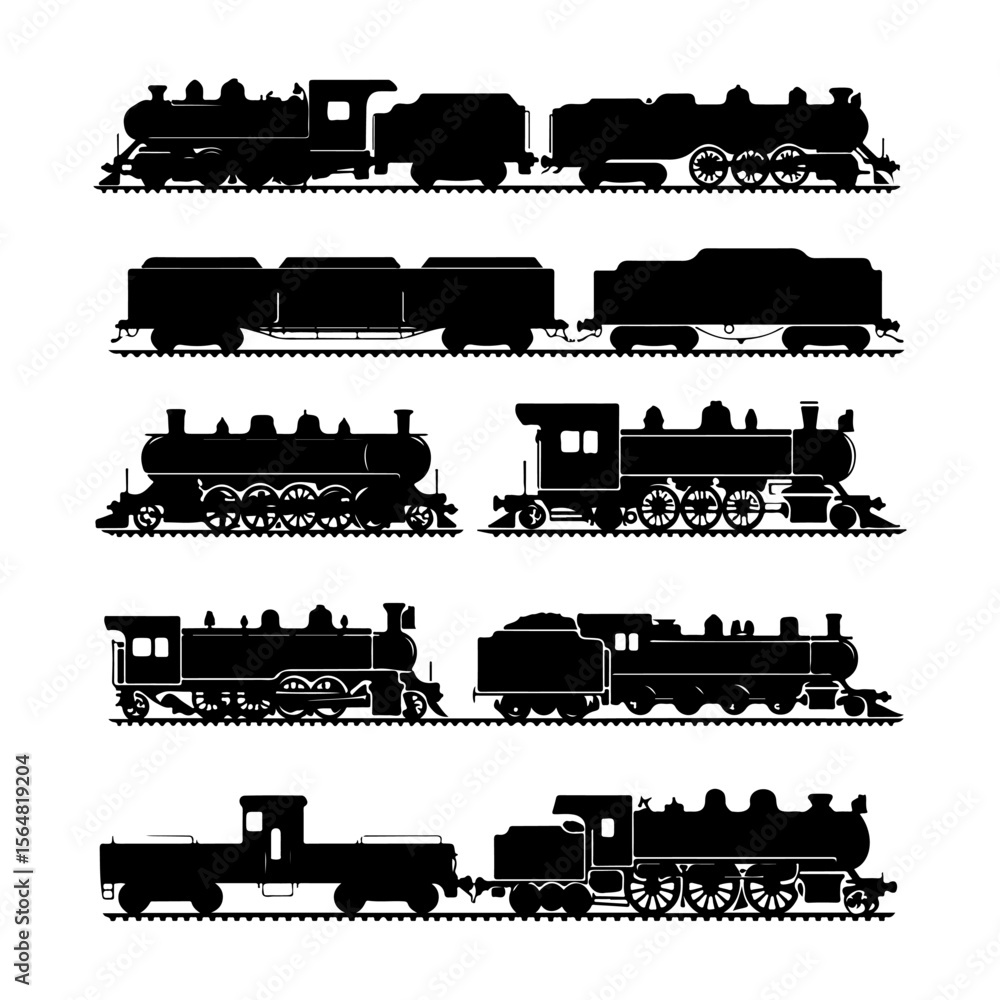 Obraz premium Classic Train Engine Silhouette Clipart