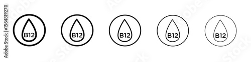 Vitamin B12 drop icon thin line outline set or collection
