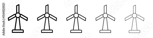 Wind turbine icon thin line outline set or collection