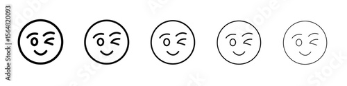 winking eye icon thin line outline set or collection