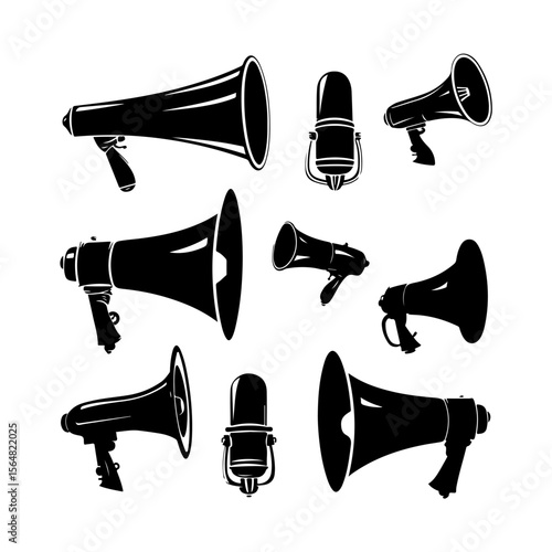 Announcement Horn Silhouettes Clipart