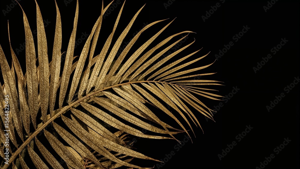 Obraz premium Elegant gold monstera and palm leaves on black