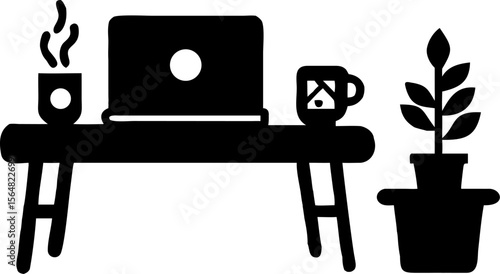 Here's one sentence to describe the image, Isolated vector illustration of a retro black and white kitchen icon set with metal utensils and computer technology symbols