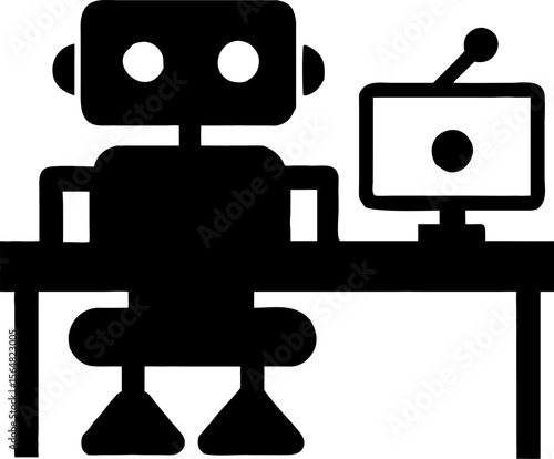 Here's a concise description, Vector illustration of a computer monitor icon with a blank screen, perfect for technology and business display concepts