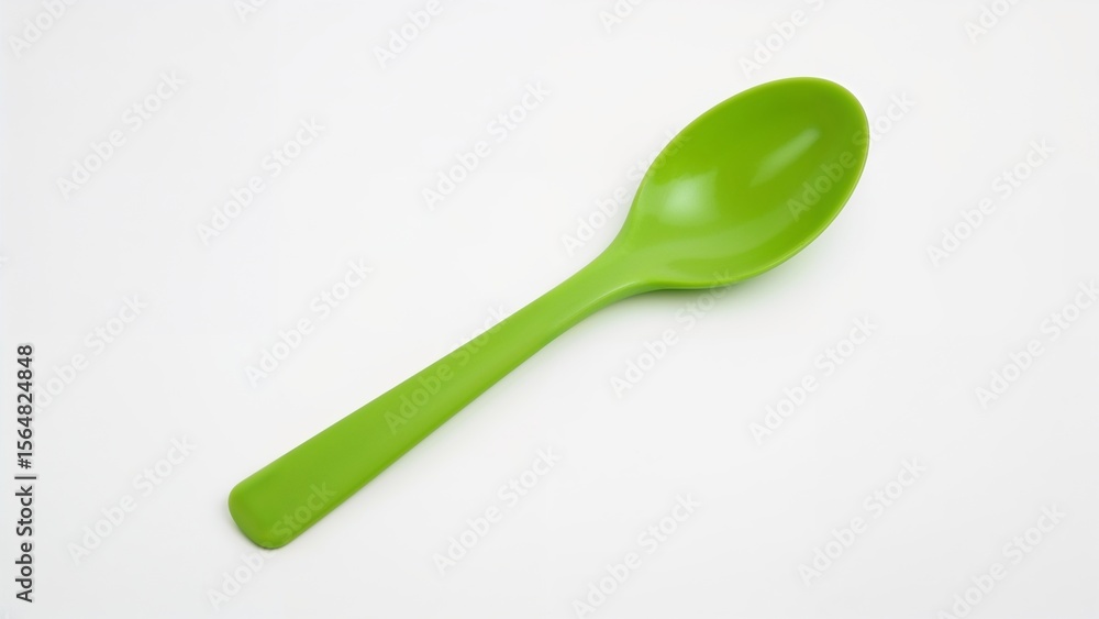 Eco-friendly green plastic spoon on white background Eco-friendly green plastic spoon on white background