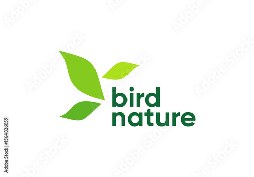 abstract leaf bird logo. falcon dove eagle design icon concept