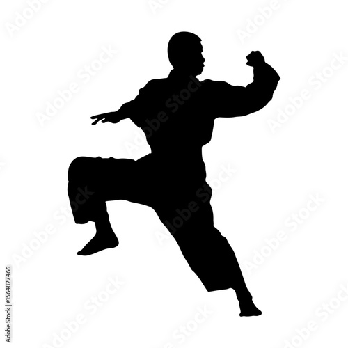Tai Chi Pose Silhouette Clipart White Background
