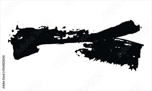 Dynamic paint flick with a streaky brush stroke tail. Expressive abstract ink splatter design.