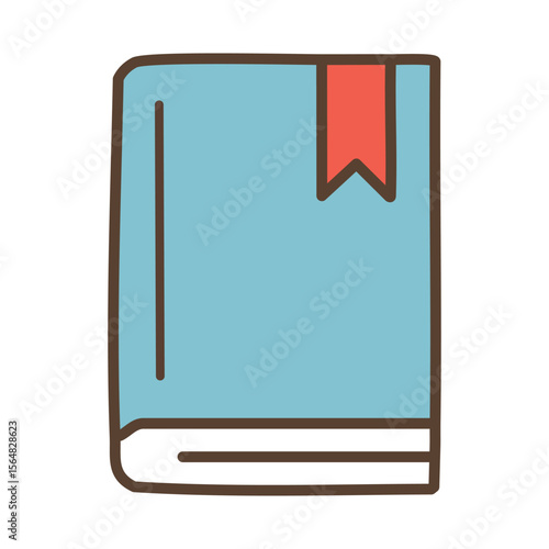 Blue Closed Book Icon with Bookmark