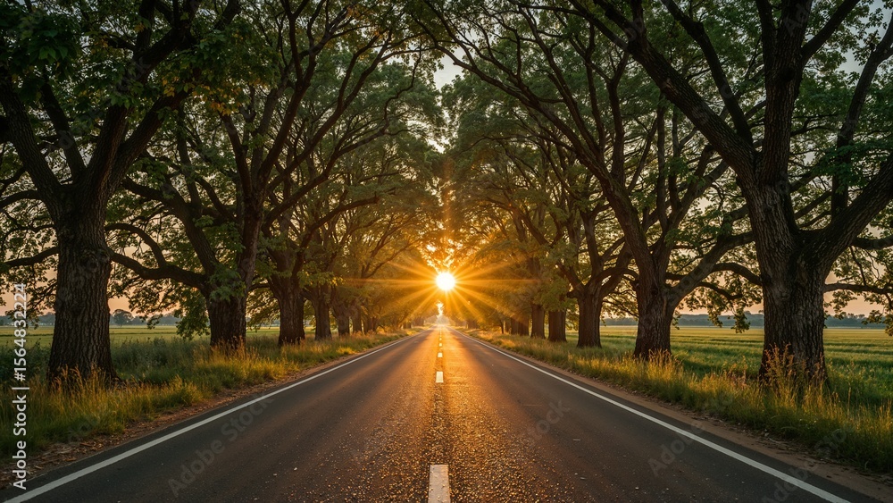 Fototapeta premium Happy new year 2025 roadway through nature