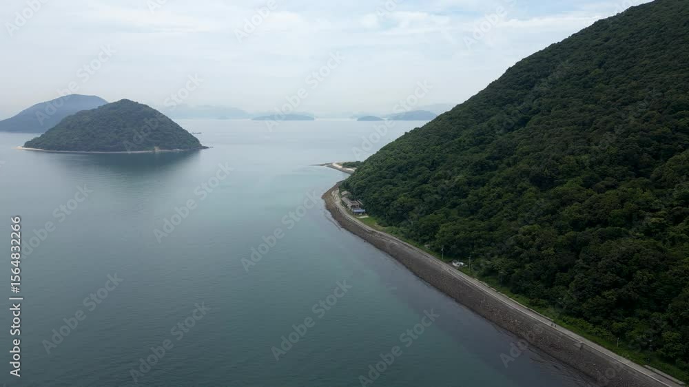 Beautiful drone scenery over Seto Inland Sea islands Beautiful drone scenery over Seto Inland Sea islands