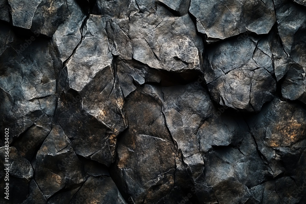 Dark textured stone surface with rugged natural details creating strong abstract geological background Dark textured stone surface with rugged natural details creating strong abstract geological background