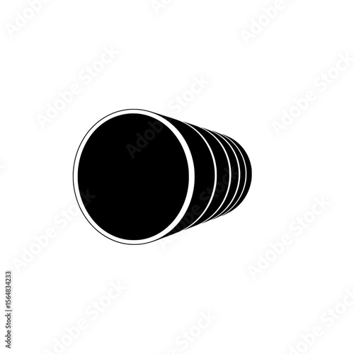 Black cylindrical shapes in a minimalist graphic design  