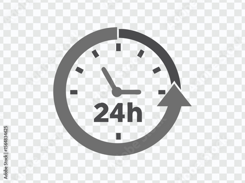 24-Hour Clock Icon with Circular Arrow for Time Management
