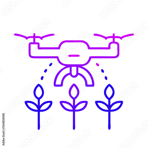 Drone spraying water on plants in modern agricultural setting  