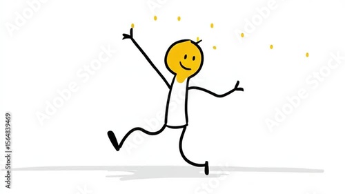 Wallpaper Mural Stickman Jumping with Joy and Excitement Sparks Torontodigital.ca