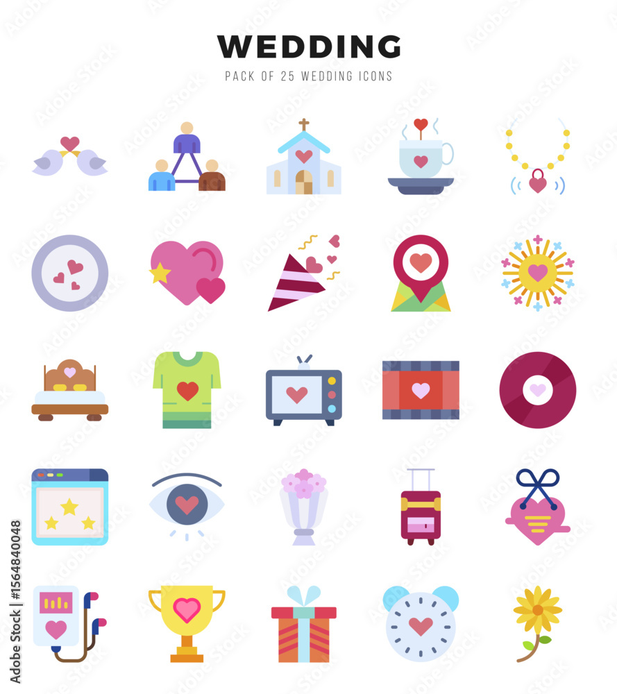 Wedding Flat icons. Vector Flat illustration. Wedding Flat icons. Vector Flat illustration.