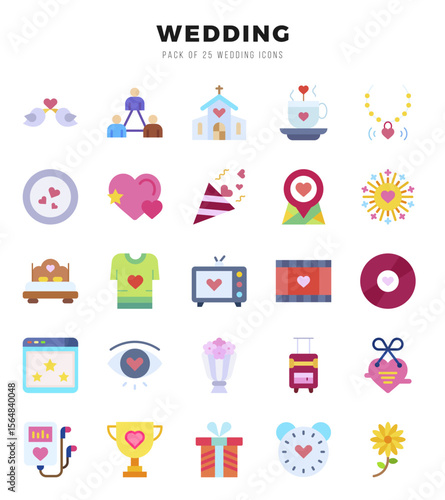 Wedding Flat icons. Vector Flat illustration.