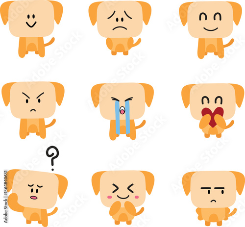 Set of Dog with Various Emotional