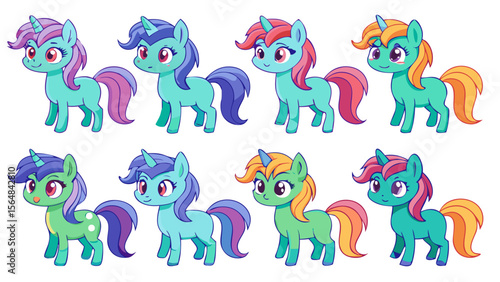 Adorable Cute Pony Vector Art on Transparent Background