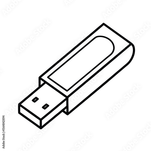 Usb flash drive data storage device outline silhouette vector illustration
