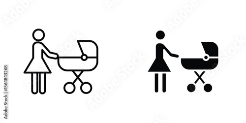 Woman with Baby Stroller icon Simple vector illustration for graphic and web design.