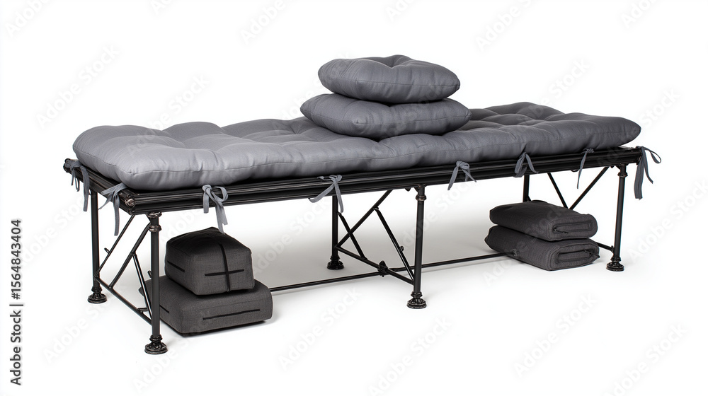 Portable Movie Set Bench Equipped with Comfortable Cushions and Lightweight Frame for On Location Seating Portable Movie Set Bench Equipped with Comfortable Cushions and Lightweight Frame for On Location Seating