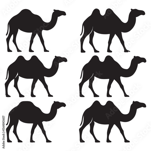 Silhouette Camel Vector Set – One and Two Hump Desert Animal Icons
